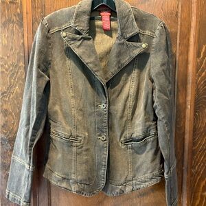 Women's denim jacket in black/brown
